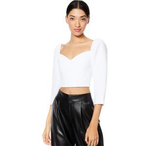 alice + olivia SOLANGE PUFF SLEEVE CROP TOP